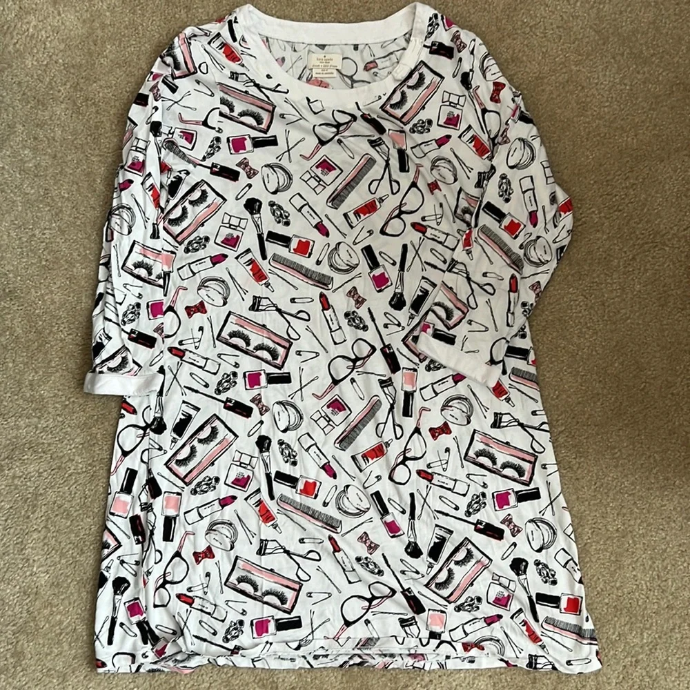 KATE SPADE makeup motif sleep shirt / Juniors Small (marked a XL) - Picture 1 of 4